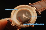 Chopard Happy Sport Swiss Quartz Movement Diamond Bezel with Black Dial and Brown Leather Strap