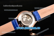 Jaeger-LECoultre Master Perpetual Calendar Asia Automatic Rose Gold Case with Blue Dial Stick Markers and Diamonds Bezel