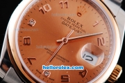 Rolex Datejust Oyster Perpetual Automatic Two Tone with Rose Gold Bezel,Khaki Dial and Number Marking-Small Calendar