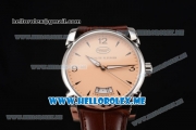 Parmigiani Tonda 39 QF Miyota 9015 Automatic Steel Case with Yellow Dial and Brown Leather Strap Stick/Arabic Numeral Markers