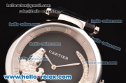 Cartier Le Cirque Animalier de Cartier Miyota OS2035 Quarz Steel Case with Black Dial and Black Leather Strap