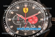 Ferrari Race Day Watch Chrono Miyota OS20 Quartz PVD Case with Black Dial and Silver Stick Markers - One Red Subdial