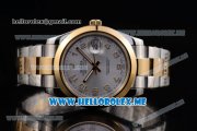 Rolex Day-Date II Asia Automatic Two Tone Case/Bracelet with Silver Dial and Yellow Gold Markers