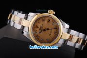 Rolex Datejust Oyster Perpetual Automatic with Gold Dial and Gold Bezel,Number Marking-Lady Size
