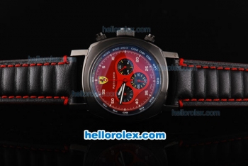 Ferrari Chronograph Quartz Movement PVD Case with Red Dial and Black Leather Strap