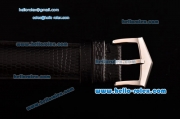Patek Philippe Calatrava Swiss ETA 2836 Automatic Steel Case Diamond Bezel and Black Leather Strap White Dial with Stick Markers