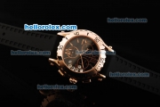 Chopard Happy Sport Chronograph Miyota Quartz Movement Rose Gold Case with Black Dial and Black Rubber Strap
