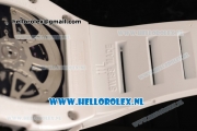 Richard Mille RM 011 Chronograph 7750 Auto Ceramic Case with Skeleton Dial and White Rubber Strap - 1:1 Origianl (KV)