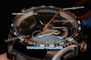 Tag Heuer Grand Carrera Calibre 36 RS Caliper Chrono Miyota OS20 Quartz PVD Case with Black Leather Strap Orange Second Hand and Black Dial - 7750 Coating