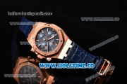 Audemars Piguet Royal Oak Chrono 41MM Swiss Valjoux 7750 Automatic Rose Gold Case with Blue Dial Stick Markers and Blue Leather Strap (EF)