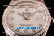Rolex Day-Date Asia Automatic Steel Case with Diamonds Markers White MOP Dial and Diamonds Bezel (BP)