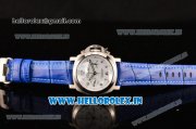 Panerai Luminor Chrono PAM310 Swiss Valjoux 7750-SHG Automatic Steel Case with Blue Leather Strap and White Dial Panerai Luminor Chrono PAM310 Swiss Valjoux 7750-SHG Automatic Steel Case with Blue Leather Strap and White Dial