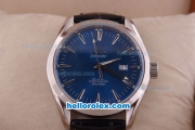 Omega Seamaster Automatic Movement with Blue Dial and Leather Strap