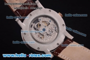 Patek Philippe Skeleton Manual Winding Movement with Black Marking and Leather Strap