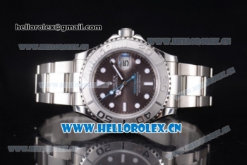 Rolex Yacht-Master 40 Clone Rolex 3135 Automatic Stainless Steel Case/Bracelet with Black Dial and Dot Markers (BP)