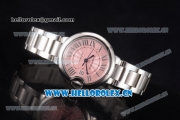 Cartier Ballon Bleu Medium Asia Automatic Stainless Steel Case/Bracelet with Roman Numeral Markers and Pink Dial (YF)