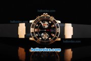 Ulysse Nardin Marine Swiss Valjoux 7750 Automatic Movement Rose Gold Case with Black Dial-Rubber Strap