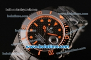 Rolex Submariner Asia 2813 Automatic PVD Case with Orange Markers and Carbon Fiber Dial