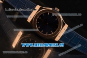 Hublot Classic Fusion Miyota 9015 Automatic Rose Gold Case with Blue Dial and Blue Leather Strap (AAAF)