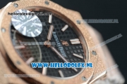 Audemars Piguet Royal Oak Swiss Quartz Rose Gold Case with Black Dial and Rose Gold Bracelet (EF)