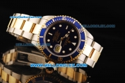 Rolex Submariner Swiss ETA 2836 Automatic Movement Steel Case with Blue Bezel and Two Tone Strap-18k Solid Gold