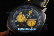 Ferrari Chronograph Miyota Quartz Movement 7750 Coating Case with Yellow Numeral Markers-Black Dial