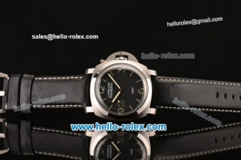 Panerai Pam 312 Luminor 1950 Manual Winding Movement Steel Case with Black Dial-Luminous Markers and Black Leather Strap