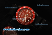 Rolex Colamariner Submariner Automatic Movement PVD Case with Red Dial and Red Bezel - Black Nylon Strap