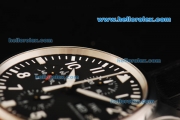 IWC Pilot's Watch Chronograph Swiss Valjoux 7750 Automatic Movement Steel Case with Black Dial and Black Leather Strap