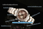 Rolex Daytona Chrono Swiss Valjoux 7750 Automatic Steel Case/Strap with Diamond Bezel and Brown MOP Dial