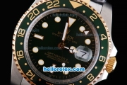 Rolex GMT-Master II Oyster Perpetual Automatic Two Tone with Green Bezel,Green Dial and White Round Bearl Marking-Small Calendar