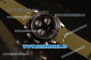 Rolex Daytona Vintage Edition Chrono Miyota OS20 Quartz Steel Case with Steel Bezel and Green Leather Strap