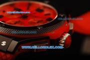 Hublot Big Bang Chronograph Swiss Valjoux 7750 Automatic Movement Red Dial with Black Bezel and Red Rubber Strap