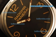 Panerai Radiomir Vintage 3646 Swiss ETA 6497 Manual Winding Steel Case with Black Dial and Black Leather Strap