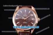 Omega Seamaster Aqua Terra 150 M Co-Axial Clone 8500 Automatic Rose Gold Case with Brown Dial Stick Markers and Brown Leather Strap (EF)