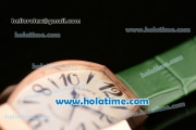 Franck Muller Art Deco Miyota Quartz Rose Gold Case with Green Leather Bracelet White Dial and Black Markers