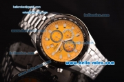 Ferrari Chrono Miyota OS20 Quartz Steel Case PVD Bezel with Steel Strap and Yellow Dial Stick Markers