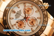 Rolex Daytona Swiss Valjoux 7750 Automatic Full Rose Gold with White Dial