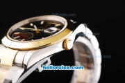 Rolex Day-Date II Oyster Perpetual Automatic Movement Two Tone with Gold Bezel-Black Dial and Stick Markers