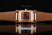 Patek Philippe Twenty-4 Swiss Quartz Movement Rose Gold Case with Diamond Bezel-Brown Dial and Brown Leather Strap