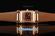 Patek Philippe Twenty-4 Swiss Quartz Movement Rose Gold Case with Diamond Bezel-Brown Dial and Brown Leather Strap