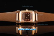 Patek Philippe Twenty-4 Swiss Quartz Movement Rose Gold Case with Diamond Bezel-Brown Dial and Brown Leather Strap