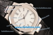 Patek Philippe Nautilus Swiss ETA 2824 Automatic Steel Case with Stick Markers and White Dial - 1:1 Original (ZF)