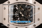 Richard Mille RM 011 Chronograph 7750 Auto Ceramic Case with Skeleton Dial and White Rubber Strap - 1:1 Origianl (KV)