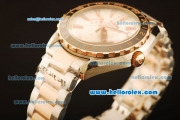 Omega Seamaster Asia 2813 Automatic Full Steel with Rose Gold Bezel and White Dial-Two Tone Strap