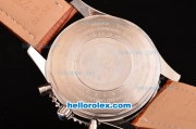 Breitling Navitimer Chronograph Quartz Movement Steel Case with Arabic Numerals and Brown Leather Strap