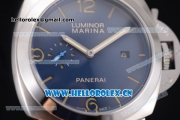 Panerai Luminor Marina 1950 3 Days Asia ST25 Automatic Steel Case with Blue Dial Stick/Arabic Numeral Markers and Brown Leather Strap