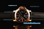 Panerai Luminor Marina Automatic Movement Rose Gold Case with Red/White Arabic Numeral Markers and Black Leather Strap