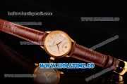 Rolex Cellini Time Asia 2813 Automatic Yellow Gold Case with White Dial Brown Leather Strap and Stick Markers