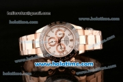 Rolex Daytona Chrono Swiss Valjoux 7750 Automatic Rose Gold Case with Stick Markers White Dial and Black Ceramic Bezel